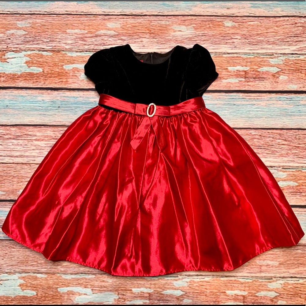 Princess Faith Velvet & Satin Holiday Red Dress